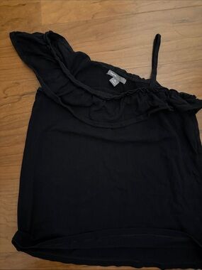 GAP Black Ruffle One-Shoulder Girls Tank Top